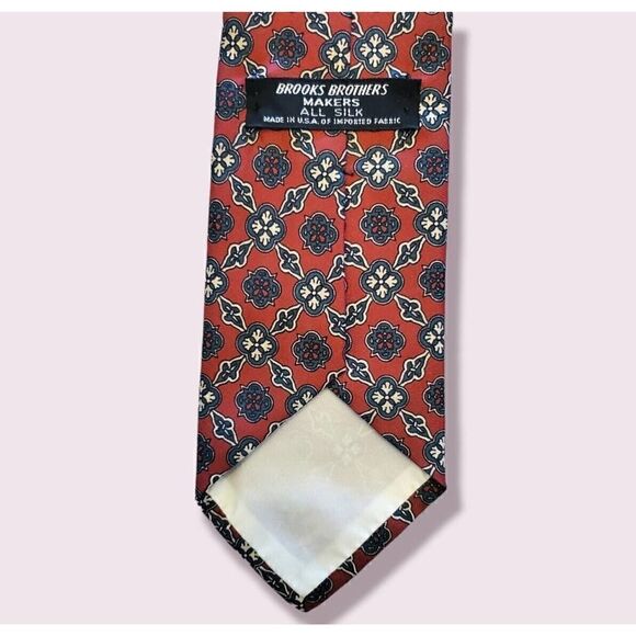 Brooks Brothers Makers Red Blue Geometric Necktie Tie Preppy | Ivy EUC - Picture 2 of 4